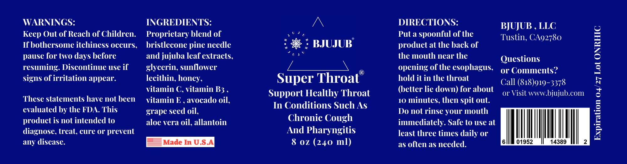 喉顺(SuperThroat) 240 ml - Image 2